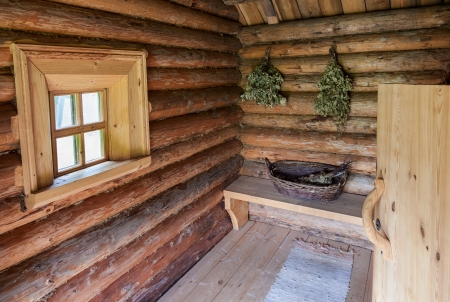 Birch and oak broom for a steam roomの写真素材