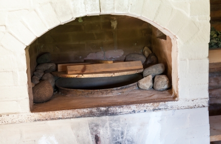 Traditional Russian brick oven in the bathの写真素材