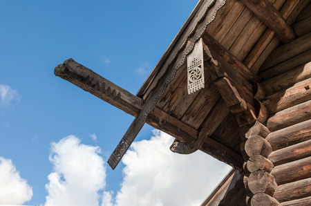 Fragment of roof of an old Russian houseの写真素材
