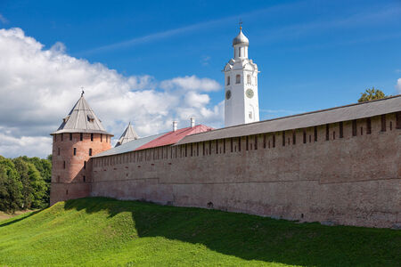 Walls of the Novgorod Kremlin, Russia. Was founded in 1044のeditorial素材