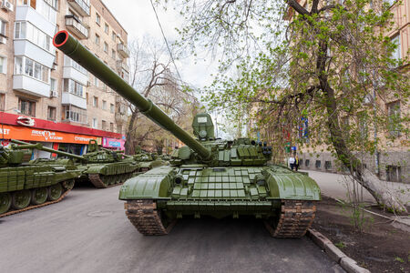 SAMARA, RUSSIA - MAY 6, 2014: Main battle tank T-72 "Ural" exhibited at the annual Victory day Paradeのeditorial素材