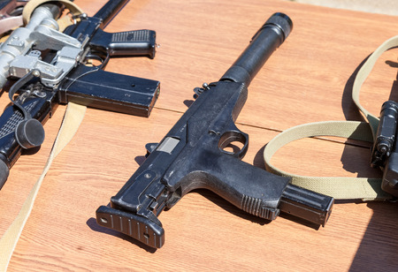 SAMARA, RUSSIA - MAY 31, 2014: Russian weapons. Submachine gun AEK-919K "Kashtan" - personal defense weaponのeditorial素材