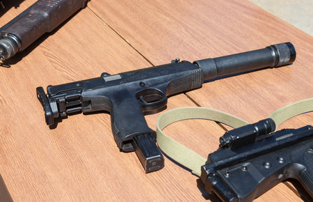 SAMARA, RUSSIA - MAY 31, 2014: Russian weapons. Submachine gun AEK-919K Kashtan - personal defense...