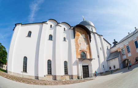 NOVGOROD, RUSSIA - JULY 23, 2014: Saint Sophia Cathedral at Novgorod Kremlin. Cathedral was built...