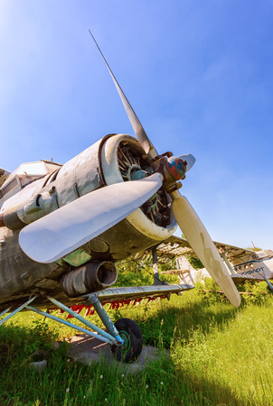 SAMARA, RUSSIA - MAY 25, 2014: Old russian aircraft An-2 at an abandoned aerodrome in summertime. The Antonov An-2 is a Soviet mass-produced single-engine biplaneのeditorial素材