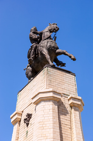 TOGLIATTI, RUSSIA - MAY 18, 2014: Equestrian statue to the founder of Togliatti Vasily Tatishchev. Monument was unveiled on September 2, 1998のeditorial素材