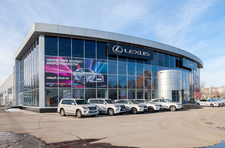 SAMARA, RUSSIA - MARCH 1, 2015: Official dealer Lexus in Samara, Russia. Lexus is the luxury vehicle division of Japanese automaker Toyota Motor Corporationのeditorial素材