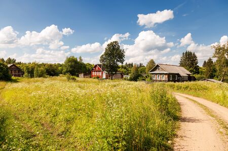 Typical small village in central Russia in sunny summer dayの写真素材