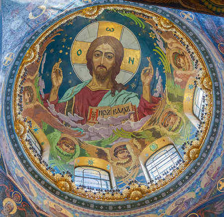 SAINT PETERSBURG, RUSSIA - AUGUST 9, 2014: Interior of the Church of the Savior on Spilled Blood. It contains over 7500 square meters mosaics of famous russian artistsのeditorial素材