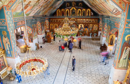 SAMARA, RUSSIA - APRIL 12, 2015: Interior Church of the Resurrection in the Holy Resurrection Monastery. It was founded in 1992のeditorial素材