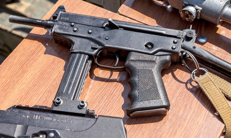 SAMARA, RUSSIA - MAY 30, 2015: Russian firearms. Submachine gun Kedr