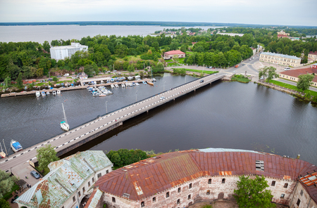 Top view on the Old City from the observation deck of the Vyborg Castle in Vyborg, Russiaのeditorial素材