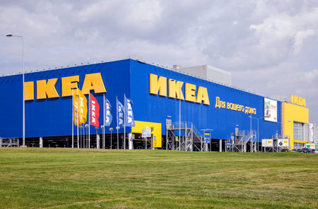 SAMARA, RUSSIA - SEPTEMBER 19, 2015: IKEA Samara Store in summer day. IKEA is the world's largest furniture retailer and sells ready to assemble furnitureのeditorial素材