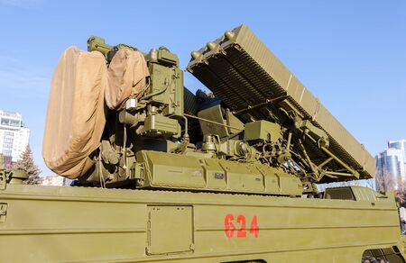 SAMARA, RUSSIA - NOVEMBER 7, 2015: Russian anti-aircraft missile system "Osa" (SA-8 Gecko)のeditorial素材