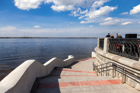 SAMARA, RUSSIA - MAY 1, 2015: View on river Volga from the embankment in Samara in summer sunny dayのeditorial素材