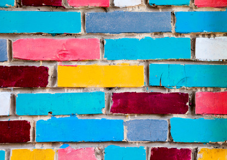 Colorful urban brick wall as creative backgroundの写真素材