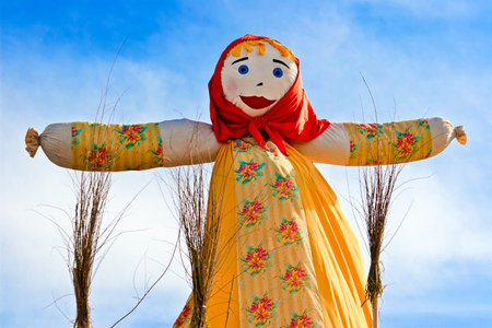 SAMARA, RUSSIA  - March 2, 2014: End of the winter. Shrovetide in Russia. Big doll for the burning. Maslenitsa or Pancake Week is the Slavic Holiday.のeditorial素材