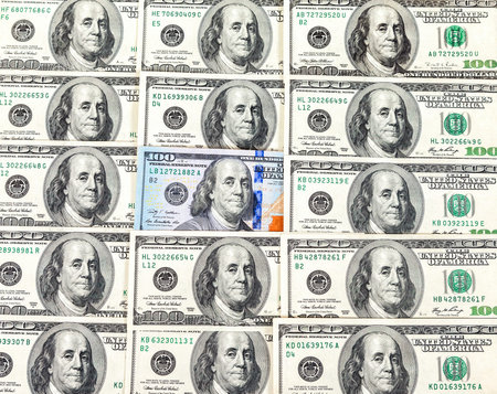 Hundred cash dollars banknote closeup, money background, paper currency