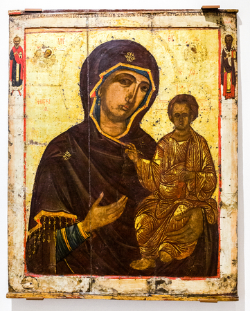Veliky Novgorod, Russia - August 17, 2017: The Mother of God Hodegetria, 15th centuryのeditorial素材