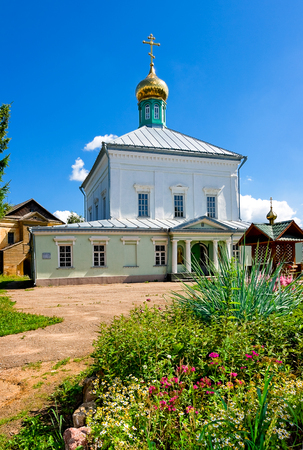 Temple of the Descent of the Holy Spirit on the Apostles (1653) at the Holy Spirit Monastery (1327) in Borovichi, Russiaの写真素材