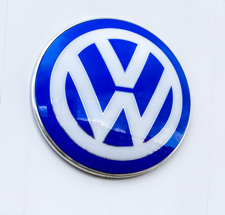 Kazan, Russia - June 12, 2018: Official dealership sign of Volkswagen