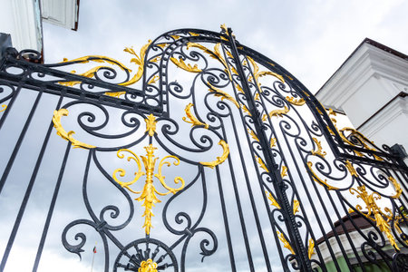 Kazan, Russia - June 10, 2018: Openwork gates of the residence of the President of the Republic of...