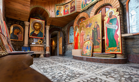 Kazan, Russia - June 11, 2018: Hall with christian orthodox icons in the Temple of All Religionsのeditorial素材