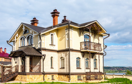 Sviyazhsk, Tatarstan, Russia - June 11, 2018: Modern country house at the Sviyazhsk island in summer sunny dayのeditorial素材