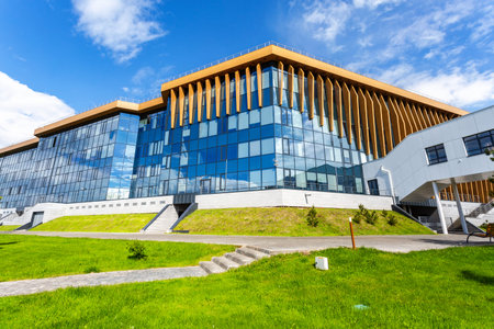 Innopolis, Russia - June 11, 2018: Modern building of Innopolis university. Innopolis city in...