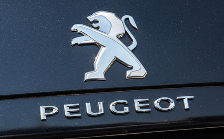 Samara, Russia - April 20, 2019: Peugeot logo on the car. Peugeot is a French car brand, automotive manufacturerのeditorial素材