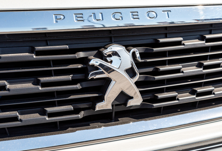 Samara, Russia - April 20, 2019: Peugeot logo on the car. Peugeot is a French car brand, automotive manufacturerのeditorial素材