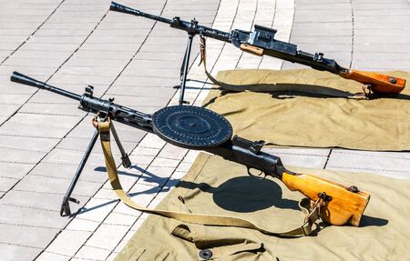 Samara, Russia - May 25, 2019: Real Soviet Degtyarev light machine gun (Model 1940). Machine gun of the Russian army during the Second World Warのeditorial素材