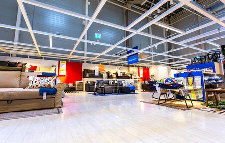 Samara, Russia - June 1, 2019: Interior of the IKEA Samara Store. IKEA is the world's largest furniture retailer, founded in Swedenのeditorial素材