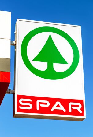 Samara, Russia - June 9, 2019: Logo of the supermarket SPAR is an international retail chain and franchiseのeditorial素材