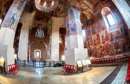 Veliky Novgorod, Russia - August 23, 2019: Ancient Frescoes in Znamensky Cathedral. Cathedral of Our Lady of the Sign (1682-1688)のeditorial素材