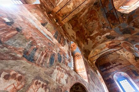 Veliky Novgorod, Russia - August 23, 2019: Ancient Frescoes in Znamensky Cathedral. Cathedral of Our Lady of the Sign (1682-1688)のeditorial素材