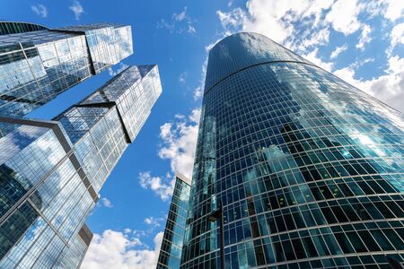 Moscow, Russia - July 9, 2019: Complex of skyscrapers Moscow City. Moscow International Business Center. Modern buildings in Moscowのeditorial素材