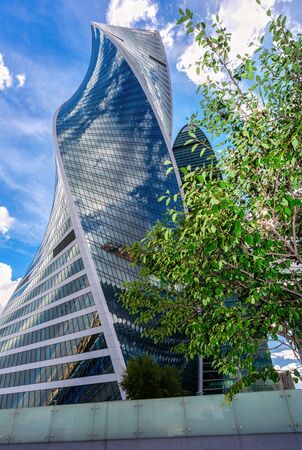 Moscow, Russia - July 9, 2019: Complex of skyscrapers Moscow City. Moscow International Business Center. Modern buildings in Moscowのeditorial素材