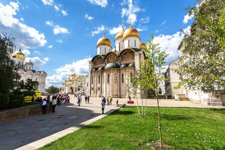 Moscow, Russia - July 9, 2019: Assumption (Dormition) Cathedral in Cathedral Square of the Moscow Kremlin in summer dayのeditorial素材