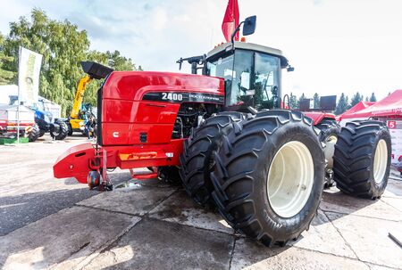 Samara, Russia - September 15, 2019: Modern agricultural wheeled tractor Rostselmash at the annual Volga agro-industrial exhibitionのeditorial素材