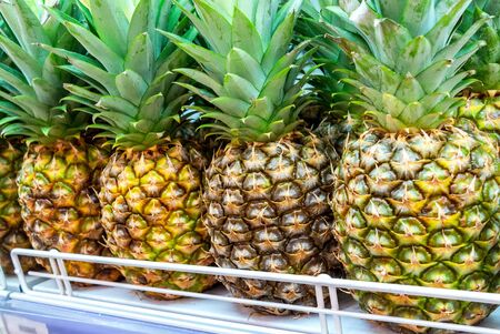 Fresh pineapple fruits ready for sale in the hypermarketの写真素材