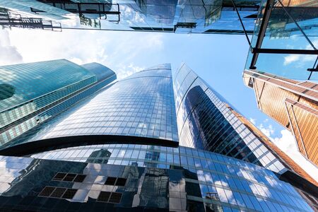 Moscow, Russia - July 9, 2019: Skyscrapers of Moscow City complex. Moscow International Business Center. Modern buildings in Moscowのeditorial素材