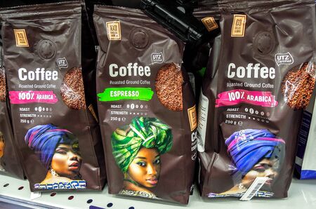 Samara, Russia - December 8, 2019: Dolce Albero coffee ready for sale on the shelf in supermarketのeditorial素材