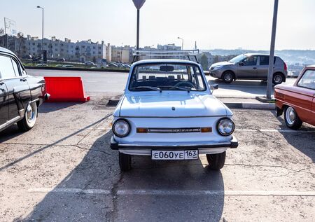 Samara, Russia - October 26, 2019: Soviet retro automobile ZAZ-968M parked up at the city streetのeditorial素材