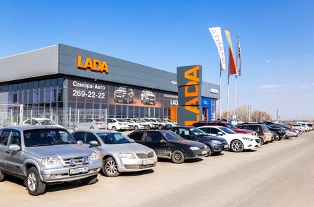 Samara, Russia - April 20, 2019: Building of official dealer Lada in Samara. Lada is a Russian automobile manufacturerのeditorial素材