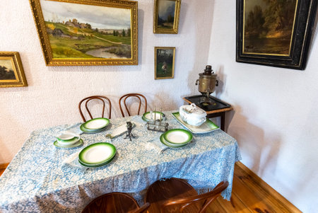 Shiryaevo, Samara, Russia - May 11, 2019: Interior of one of the halls of the merchant Vdovin house...