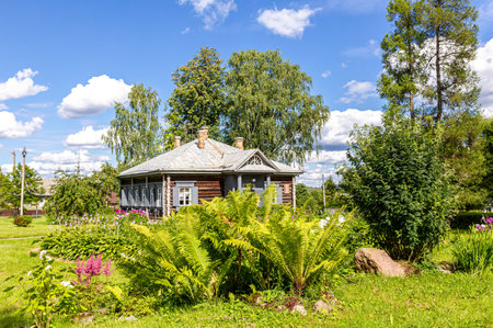 Konchansko-Suvorovskoe, Russia - August 6, 2020: Museum homestead of Generalissimo A. Suvorov near Borovichi in summer sunny dayのeditorial素材