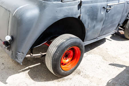 Samara, Russia - May 15, 2021: Car wheel of Hot Rod vehicleのeditorial素材