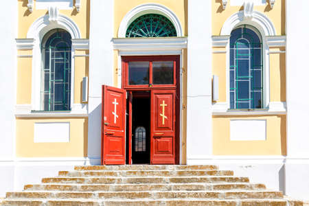 Entrance to the Cathedral of the Beheading of John the Baptist in Zaraysk Kremlin, Russiaの写真素材