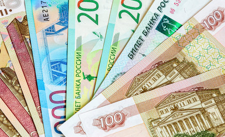 Money background from Russian paper currency. Business conceptの写真素材